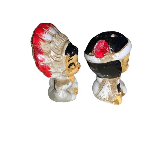 Native Americans and Teepee Salt and Pepper 3 piece Shaker Set vintage - Picture 12 of 16